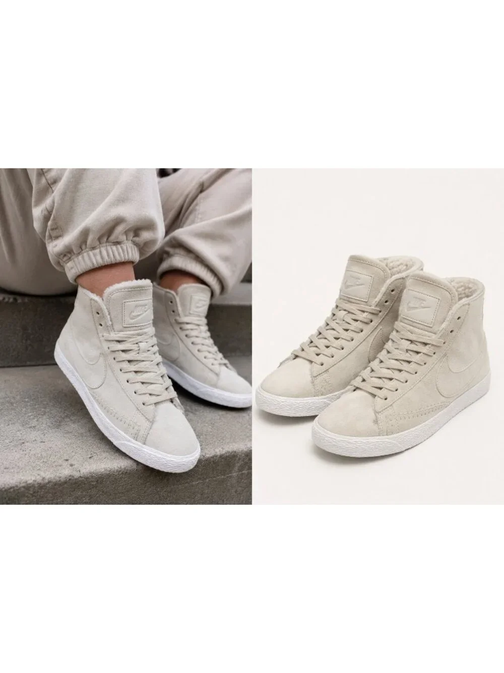 Nike Blazer Mid Premium Sherpa Women’s 7.5 Beige Suede High Top 403729-200